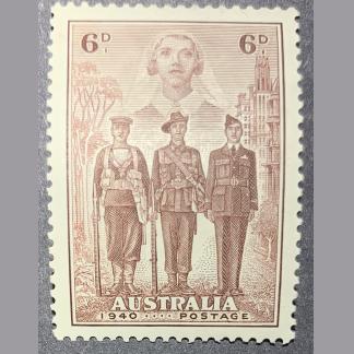 1940 Australian Imperial Forces (AIF) & Nurse 6d Pre-Decimal Stamp (MLH) 1
